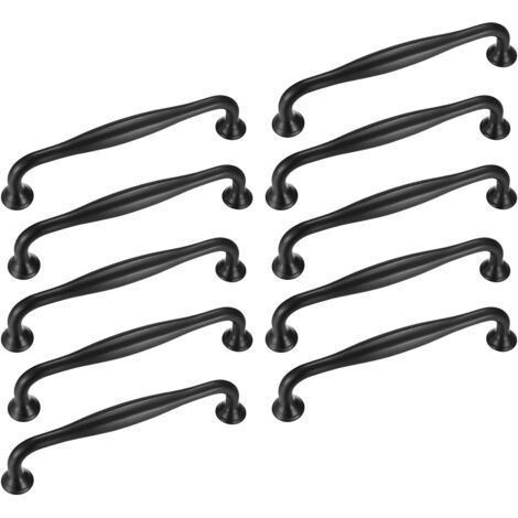 10 Pack 96mm Kitchen Cabinet Door Handles, Aluminum Alloy Pulls with Screws, for Cupboards and Dressers, Black (1/5)
