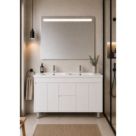 Mueble de baño con lavabo ORIGENBATH ISQUIA sin espejo 120x45 cm 2 senos blanco