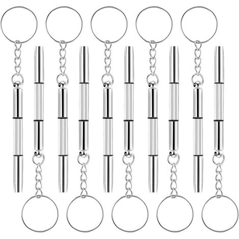 KZQ 10 piezas de destornillador de acero inoxidable 3 en 1, mini destornillador, llavero, destornillador portátil, destornillador para reparar gafas, destornillador de precisión 3 en 1, adecuado p (1/4)