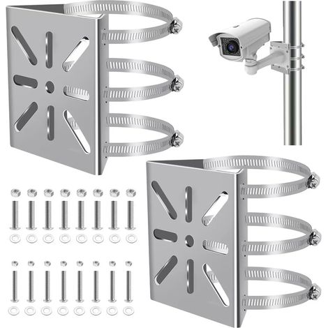 Universel Montage sur poteau vertical Ensembles de Support Camera Exterieur Support Universel pour caméra de Surveillance avec pinces réglables cm pour caméras de vidéosurveillance (1/5)