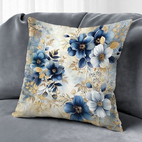 Housse de coussin fleurs colorées, décoration maison élégante,40×40cm (1/5)