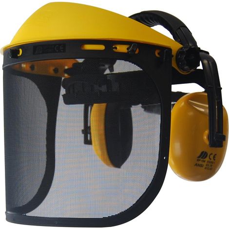Casque Visière de protection grillagée avec casque anti-bruit - norme CE EN1731 - EN352 (1/5)