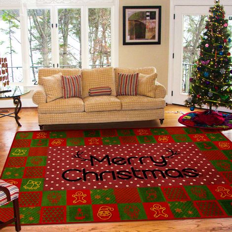 Tapis Déco Holiday 80x160cm Inspiration Vintage Motif Joyeux Noël Pour Maison ou Bureau Cadeau Idéal (1/4)