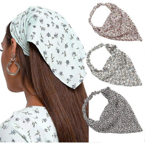 Elastisches Haarband mit Blumenmuster - 3er-Pack Kopftücher-C (1/5)