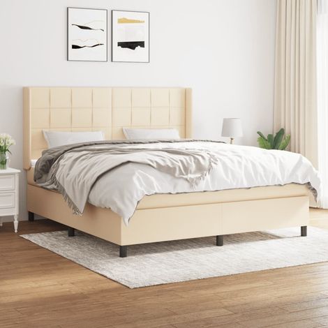 Boxspringbett mit Matratze Creme 160x200 cm Stoff vidaXL (1/5)