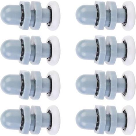 8 Single Porte de Douche Coureurs,Coulissant Rouleaux Piste Roue de Porte pour Salle de Bains Porte en Verre,pour Remplacement de Douche Coulissante Verre Porte Coureurs Rouleaux Gris(20mm) (1/3)
