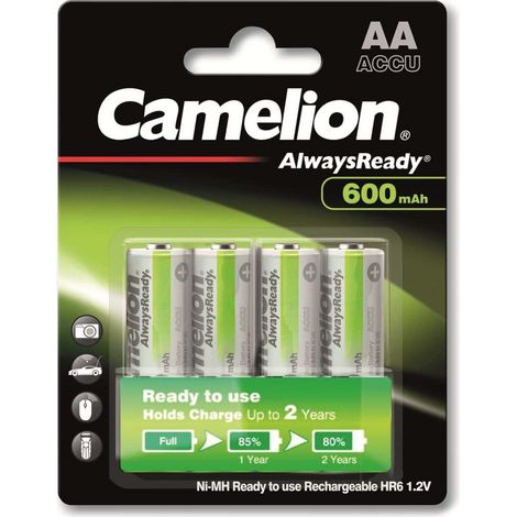 CAMELION NiMH-Mignon-Akku AlwaysReady, 600 mAh, 4 Stück (1/5)