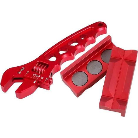 Clé réglable en aluminium et insert de mâchoire d'étau pour raccord de tuyau de carburant - Kit d'outils d'installation automobile (rouge) (1/5)