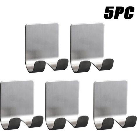 (Silvery-5PCS) Étagère de salle de bain/rangement de cuisine en alliage d'aluminium, étagère de douche, accessoires de salle de bain, étagère murale sans perçage (1/5)