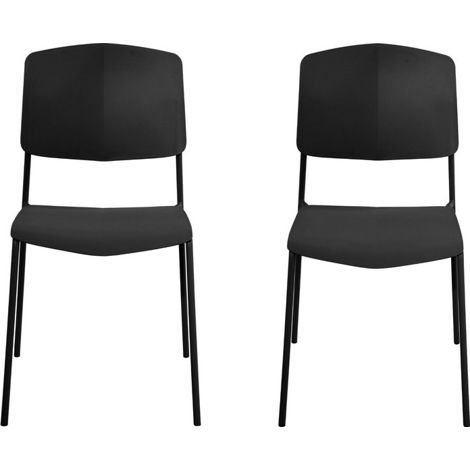 Academy Kitchen Chairs (Set of 2) - Plastic/Metal - L49.5 x W45.5 x H83.5 cm - Black - Flat Packed