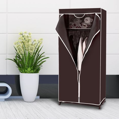 Armoire Penderie Tissu Rangement Vêtements Grande Capacité 75x50x170 cm Café CW83105 (1/3)