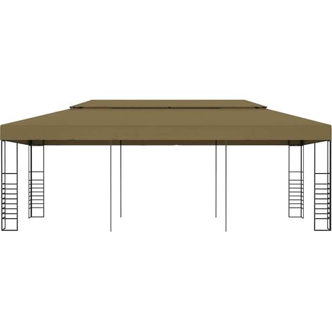 Tonnelle Barnum de Jardin, Pavillon, Pergola, Tente de jardin, 6x3x2,7 m Taupe 180 g/m² OIB4942E (1/5)