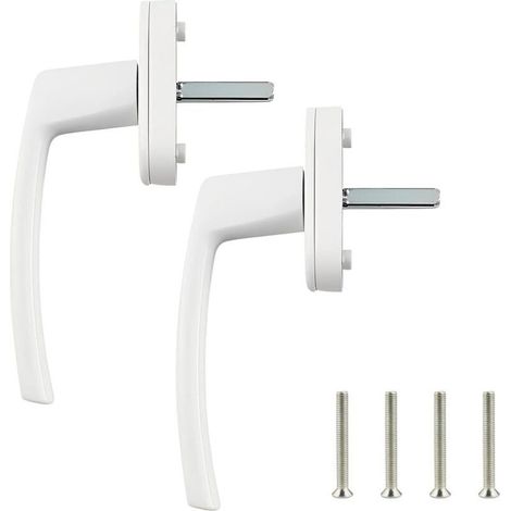 Poignées de Fenêtre en Aluminium Massif - Lot de 2, Blanc, Bec de Cane pour Fenêtres et Portes-Fenêtres de Balcon, Design Moderne et Robuste (1/5)