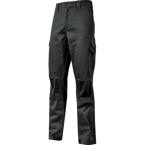 U-Power WST211BC Guapo Pantalone da Lavoro Uomo Slim Fit Elasticizzato 98% Cotone Ginocchiera CE EN ISO 13688 colore Nero