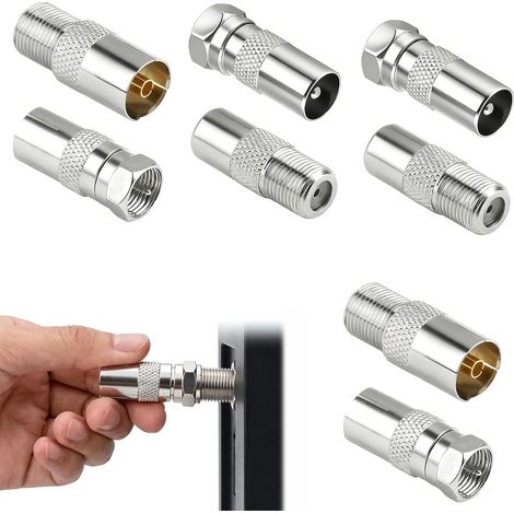 Kit de 8 connecteurs coaxiaux de Type F, Adaptateur pour antenne Satellite et Jeu de fiches pour câbles coaxiaux RG6 et câbles d'antenne (1/5)