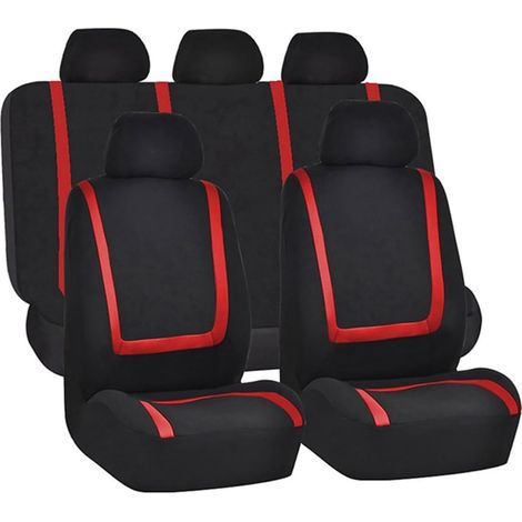 Komplettes Set Autositzbezüge, atmungsaktives und hochwertiges Material, universelle Vorder- und Rücksitzbezüge, einfach zu montierendes Autozubehör, geeignet für die meisten Pkw, Lkw und SUVs (rot).