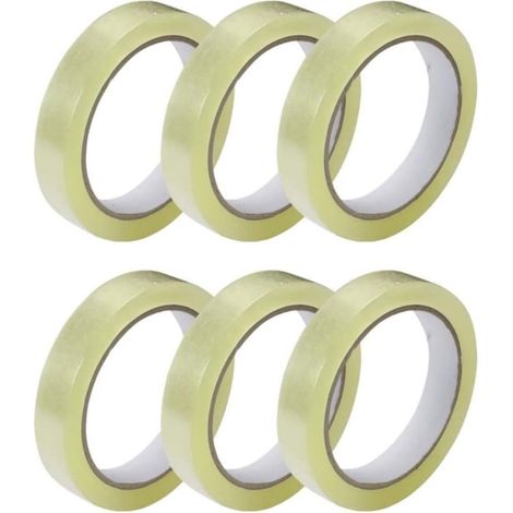 Ruban adhésif transparent - 24 mm x 100 m - emballage de cadeaux, maison, école, bureau - Lot de 6 rouleaux (1/4)