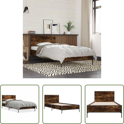 Lit chêne - Cadre de lit sans matelas chêne fumé 75x190 cm (1/5)