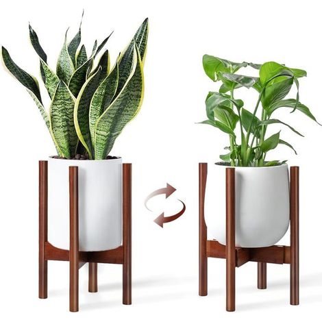 Support De Plantes Réglable En Bois Du Milieu Du Siècle-Cache Pot Sur Pied Moderne Pour Pot De Fleurs-Tabouret Plante Et Pié[CA135] (1/5)