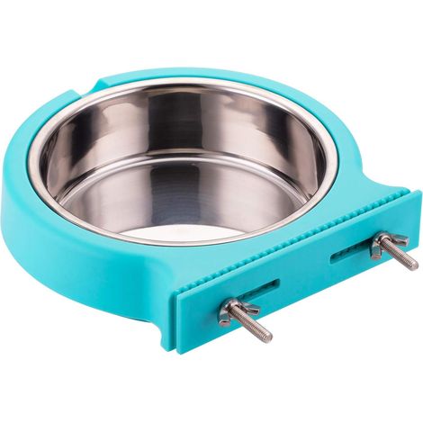 Gamelle pour chien en cage, gamelle amovible en acier inoxydable à suspendre, grande gamelle pour eau et nourriture pour chiens, chats et lapins (1/5)