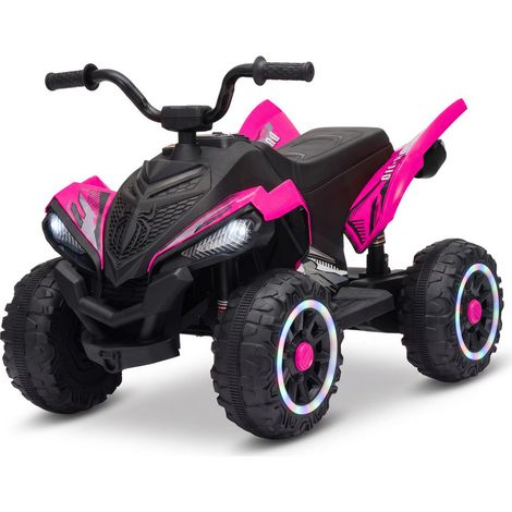 LUNSY Kids Electric Ride On Car 12V ATV Quad Bike, 25W Dual Drive, 2 Seater, Light Up Wheels, Music, Horn, Forward and Reverse for 3-6 Year Old, Pink (1/5)