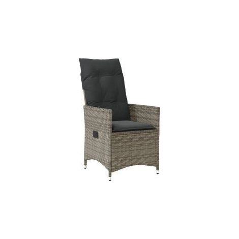 Chaise inclinable de jardin avec coussins gris résine tressée (1/5)