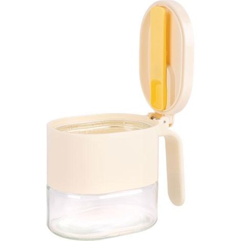 Azucarero/salero de vidrio transparente con tapa y cucharilla (1/5)
