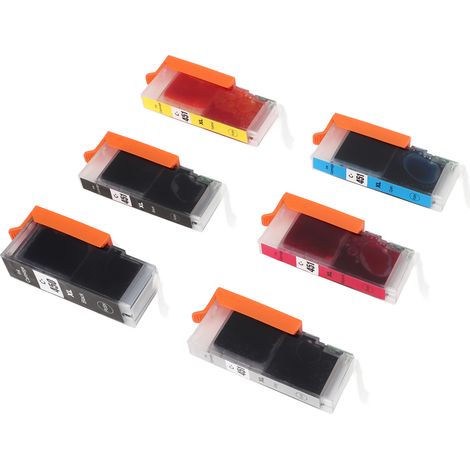 Cartouches d'encre compatibles de remplacement pour imprimantes PIXMA MG5440, MG5540, MG5640, MG6340, MG6440, MG6640 et MG7140, 6 couleurs (noir, noir, cyan, jais, vert)