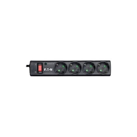 Eaton – Multiprise parafoudre 4 prises françaises 10A – Protection jusqu'à 15.000€ – Pour équipements informatiques – Noir