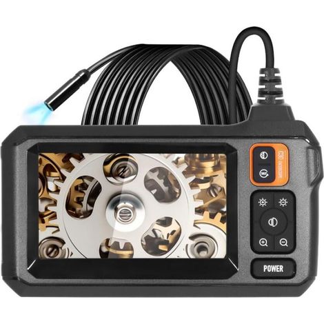 Caméra endoscopique industrielle avec câble flexible de 5 m, 1080p HD 8 mm, caméra étanche IP67 avec écran IPS de 4,3", 8 lumières LED, aucune application requise (1/5)