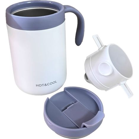 Cafetière portative en acier inoxydable, ensemble de goutteurs de voyage isolés sous vide, filtre à double maille, conception pliable pour le camping, le bureau, la randonnée, blanc (paquet de 3) (1/5)