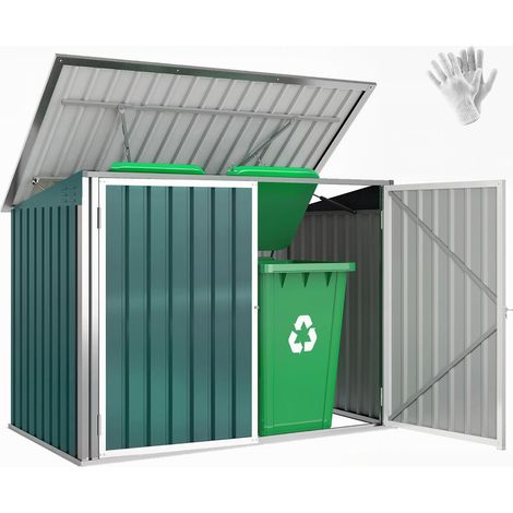Abri extérieur en acier avec double porte pour poubelles (1/5)