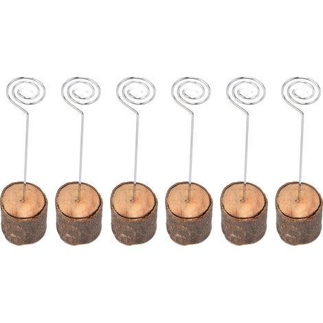 Lot de 20 porte-cartes en bois brut avec fil métallique pour menu de mariage, photos, étiquettes, décoration de table. (1/5)