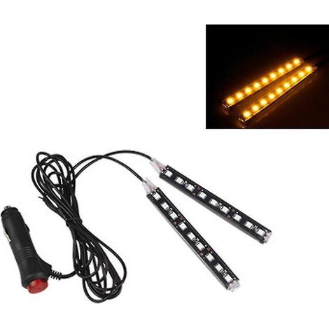 Lampe d'ambiance allume-cigare pour voiture, 9 LED multicolores, adhésive, pour tableau de bord et prise au pied, jaune, blanc, bleu (1/4)