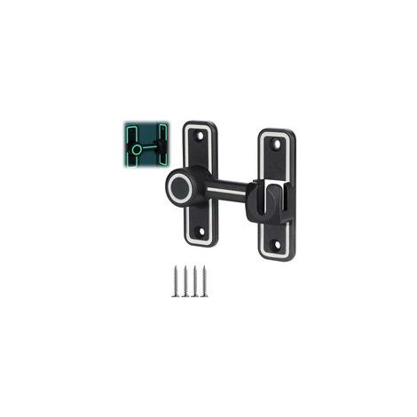 Verrou Porte Coulissante Lumineux, 90/180° Serrure de Porte Coulissante, Sans trou, Loquet Porte Coulissante avec Vis et Accessoires de Montage, pour Chambre à Coucher, Salle de Bain, Cuisine