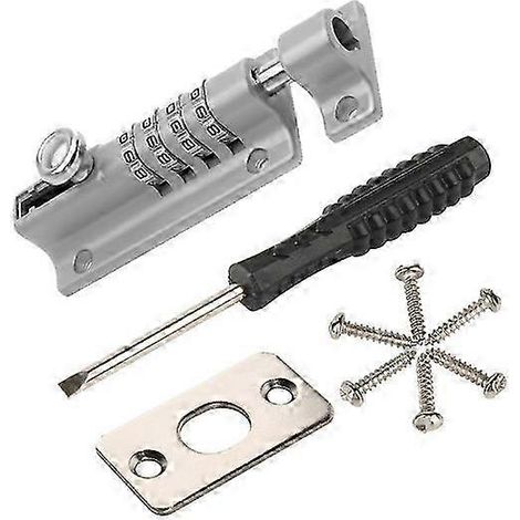 Cadenas à combinaison - 4 chiffres - Alliage de zinc - Gris - 12 x 4,8 cm - Cadenas coulissant - Outils de montage inclus - Cadenas à combinaison - Verrou à pêne coulissant - Sécurité (1/5)