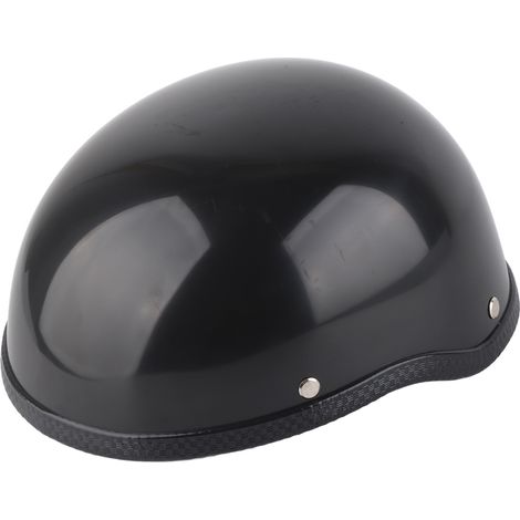 Casque de moto demi-jet vintage en fibre de verre rigide, noir brillant, pour hommes et femmes. (1/5)