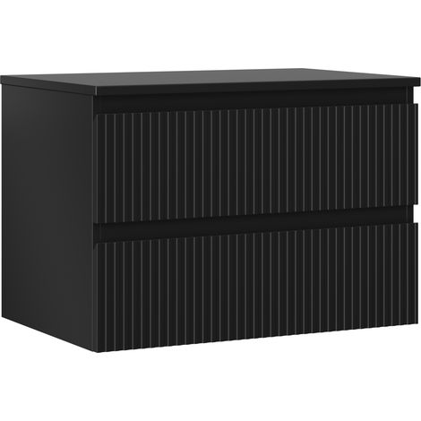 Mexen Rivel gabinete de ba帽o bajo lavabo de 70 cm con encimera, 2 cajones, acanalado, negro mate - 91A20-07047-2-BFFC71 (1/5)