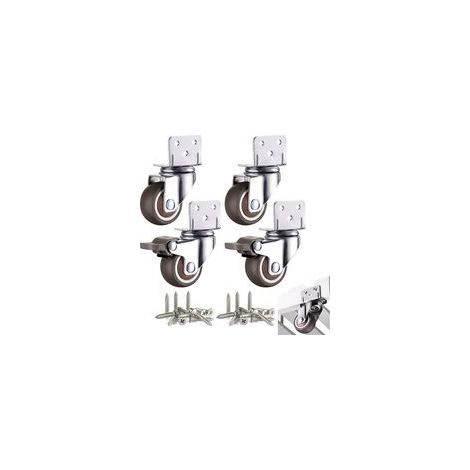 4 Pcs Petites Roulettes pour Meubles 32mm Roulette Pivotante pour Table Basse Armoire Charge 60kg avec Frein Plaque de Montage
