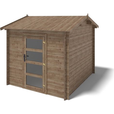 Casetta da giardino in legno - 7.50m2 - 2.50x3.00m - impregnata - 28mm - colore: marrone - DOM675 (1/5)