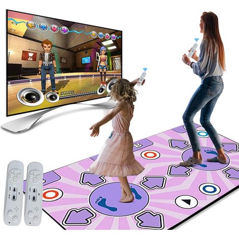 Tapis de Danse, Tapis de Danse Double pour Enfants Adultes, Jeu de Pas de Danse sans Fil antidérapant pour TV, Tapis de Jeu de Danse pour Enfants, garçons et Filles, avec Câble AV (C)