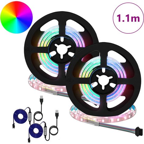 Bande LED 2 pcs Noir et Transparent 550 mm Cuivre et plastique