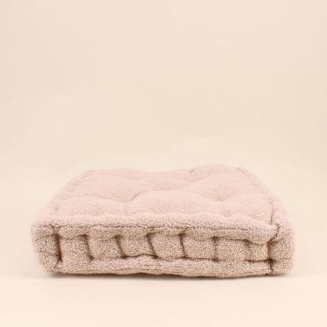 Coussin de sol tissu bouclette beige 40x40cm