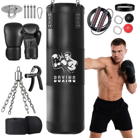 120cm/100cm Sac de Frappe Rempli Adulte avec Gants de Boxe (1/5)