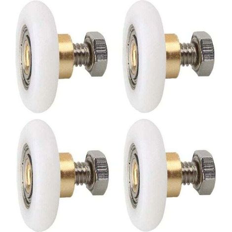 Juego de 4 rodillos para mampara de ducha, XU, ruedas de repuesto para mamparas de ducha, rodillos ranurados con tornillos, diámetro de 23 mm - KZQ (1/4)