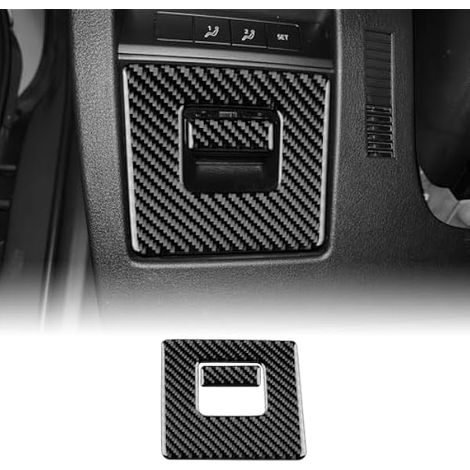 KUNGKIC Pour Mazda 3 Axela 2019 2020 2021 2022 2023 2024 2025 Accessoires en fibre de carbone Siège conducteur Boîte de rangement Panneau autocollant intérieur Accessoires décoratifs (noir) (1/4)