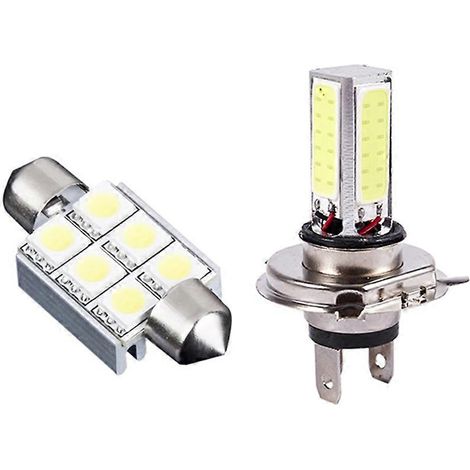 Ampoule LED 36 mm, 6 SMD 5050, blanc pur, type dôme, CANBUS/OBC, 6 LED blanches haute puissance 20 W, type H4, LED COB, pour voiture, feu antibrouillard/feux de jour. (1/5)