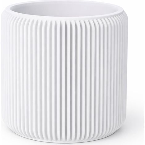 Pot de fleurs blanc avec couvercle et soucoupe dissimulée, minimaliste (1/3)