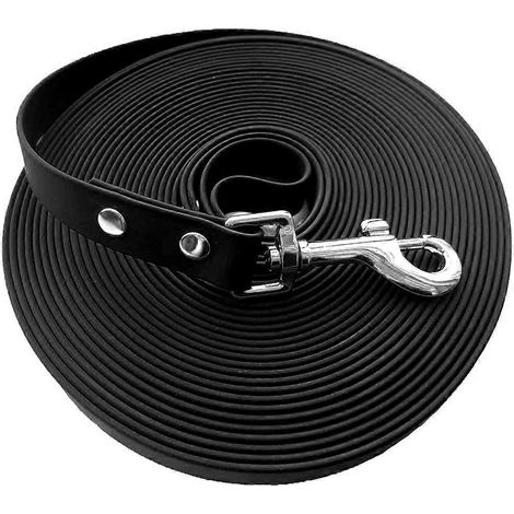 Laisse imperméable pour chien, adaptée à toutes les conditions météorologiques, en PVC, facile à nettoyer, pour toutes les tailles de chiens, longueurs de 5 à 10 m, noire - 5 m (1/5)