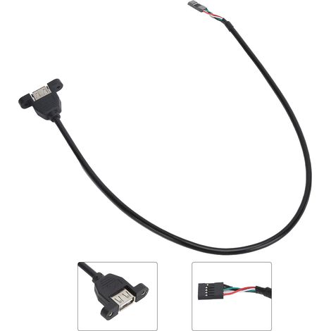 Câble d'extension USB 2.0 femelle vers carte mère 5 broches femelle, transmission haute fidélité, câble d'extension intégré, 0,4 mètre (1/5)